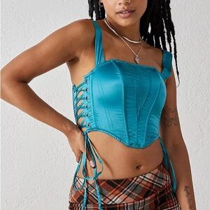 Urban Outfitters Teal Satin Corset